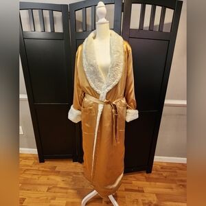 Gold and White Plush Robe for Cozy Comfort